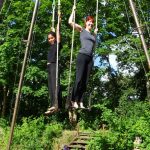 Helen and Barbara on the trapeze